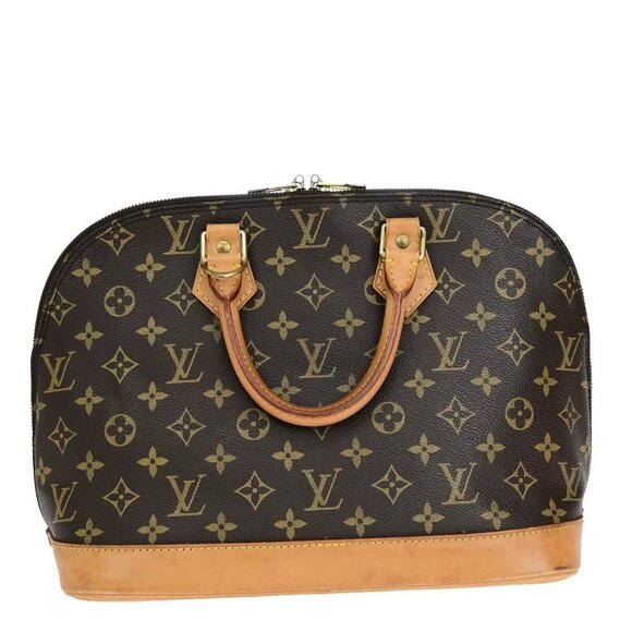LOUIS VUITTON LV Logo Alma Hand Bag Monogram Leather Brown France 71EB743 - Picture 14 of 15
